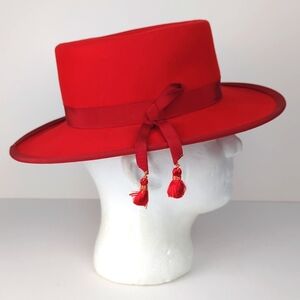VINTAGE Sally Vielor Headlines Red Bolero Cordobes Hat